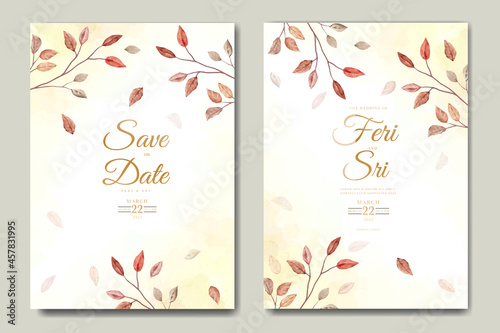 elegant floral watercolor wedding invitation card template