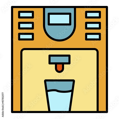Plastic water cooler icon. Outline plastic water cooler vector icon color flat isolated