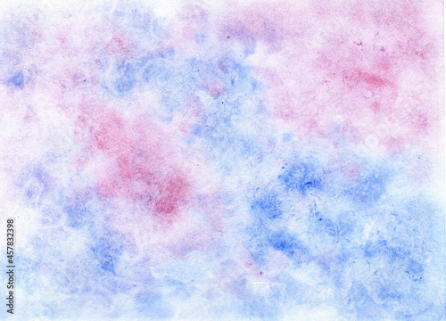 Blue pink watercolor painting liquid background with marble effect. Soft color printing on textiles or paper. Creative background for packaging or banner. Abstract painting.