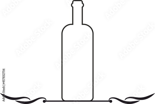 decorative divider with alcohol element, simple wine bottle 