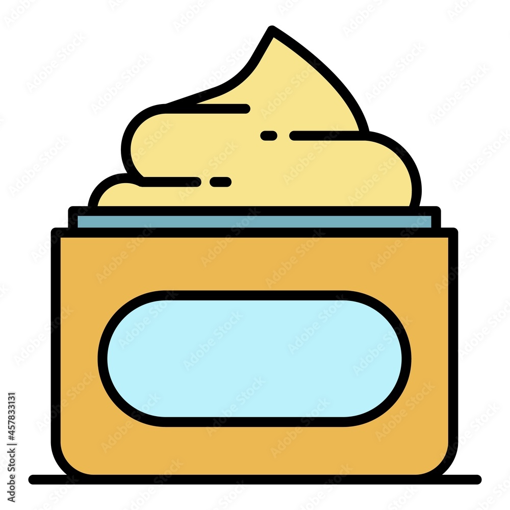 Sunscreen face cream icon. Outline sunscreen face cream vector icon color flat isolated