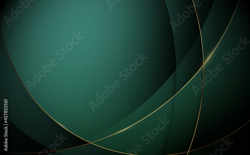 Abstract green and gold luxury curved overlap geometric shape texture background. Vector illustration