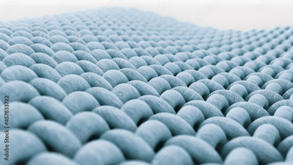Fototapeta premium Woven fabric detail under microscope. 3D illustration