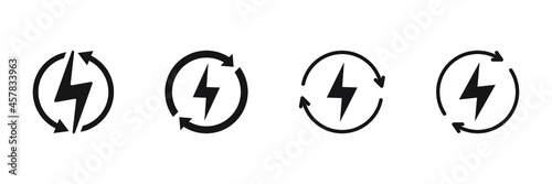 Renewable energy icon, ecology recycle electric power flat icon on white background