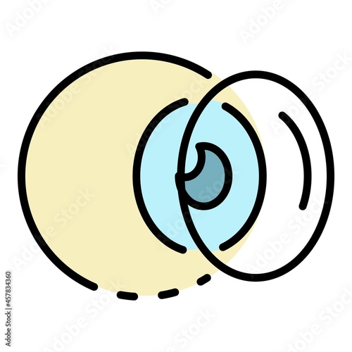 Eyeball contact lens icon. Outline eyeball contact lens vector icon color flat isolated