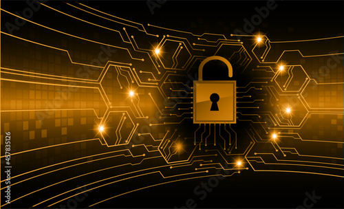 Closed Padlock on digital background, cyber security
