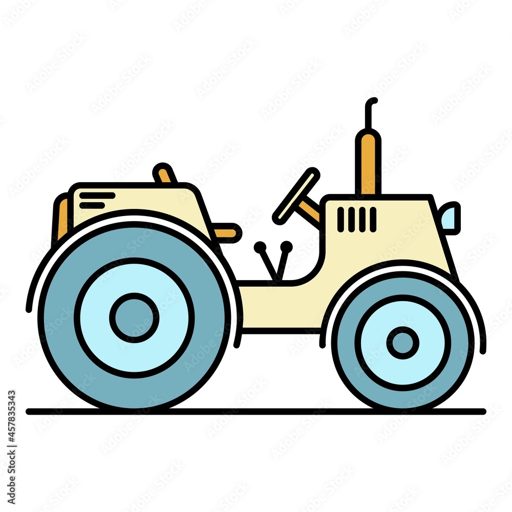 Farm tractor icon. Outline farm tractor vector icon color flat isolated Farm tractor icon. Outline farm tractor vector icon color flat isolated