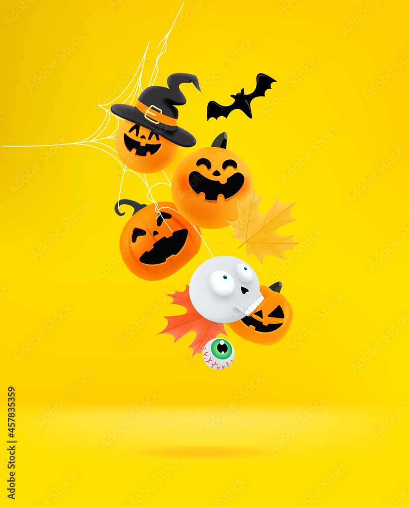 Fototapeta premium Halloween illustration with cartoon characters