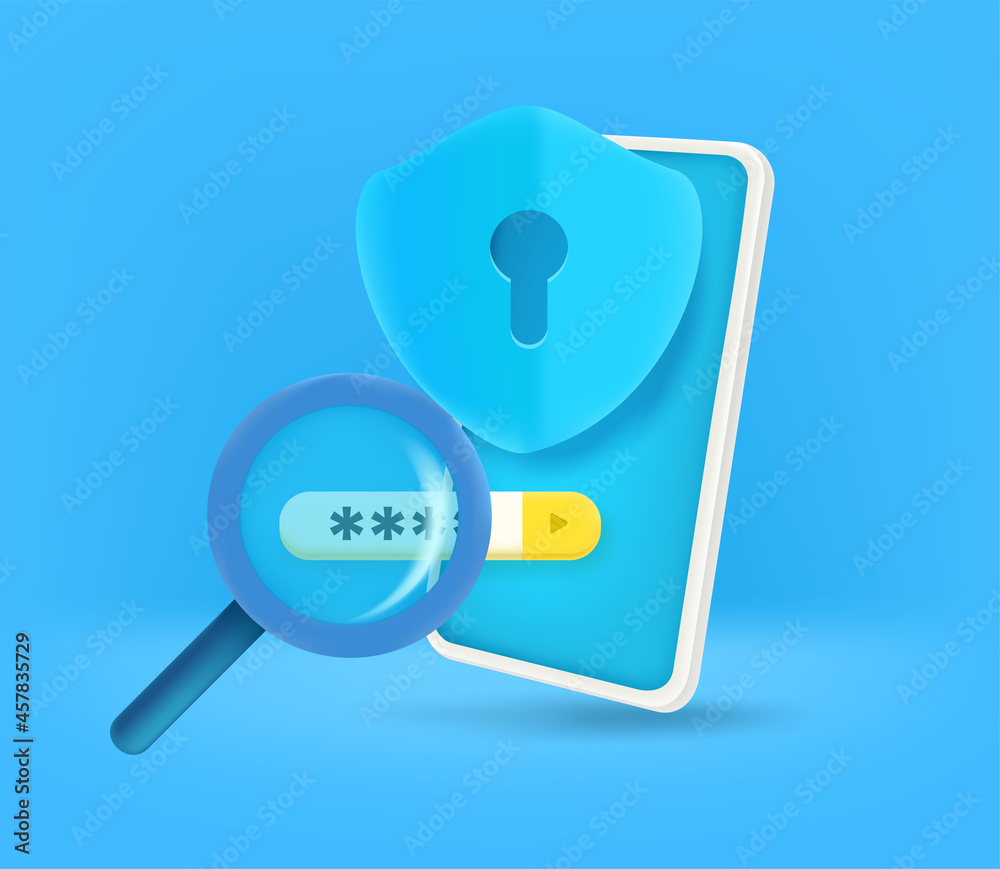 Password guessing concept. 3d style vector illustration Password guessing concept. 3d style vector illustration