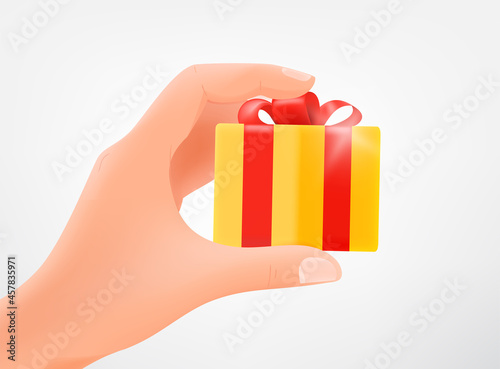 Man holding gift box in a hand