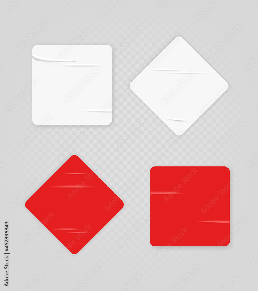 Paper stickers with folds isolated on transparent background Paper stickers with folds isolated on transparent background