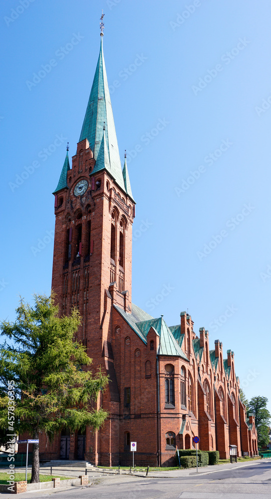 Naklejka premium view of the Saint Andrew Bobola Church in the historic old city center of Bygdoszcz