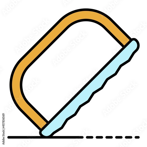 Hand metal saw icon. Outline hand metal saw vector icon color flat isolated