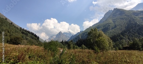 Summer mountain valley canyon panorama photo