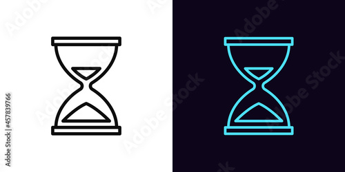 Outline hourglass icon, with editable stroke. Linear sandglass sign, time pictogram