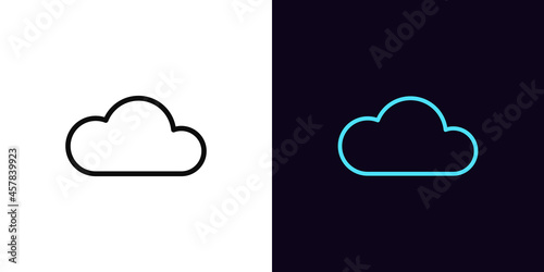 Outline cloud icon, with editable stroke. Linear cloud sign, technology pictogram