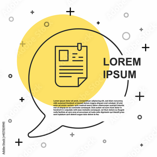 Black line Resume icon isolated on white background. CV application. Searching professional staff. Analyzing personnel resume. Random dynamic shapes. Vector