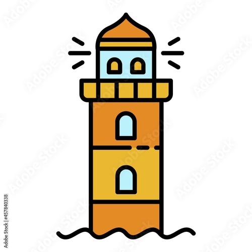 Marine lighthouse icon. Outline marine lighthouse vector icon color flat isolated © ylivdesign