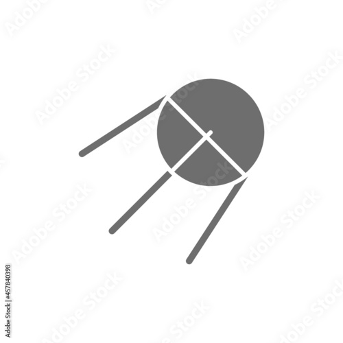 Sputnik, rocket grey icon. Isolated on white background