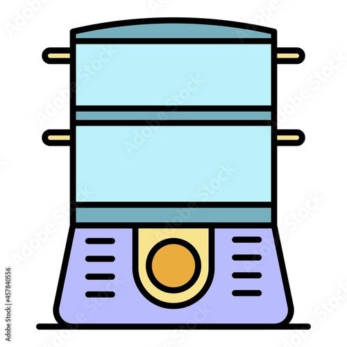 Cooker icon. Outline cooker vector icon color flat isolated