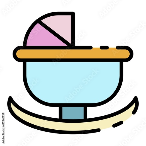 Rocking pram icon. Outline rocking pram vector icon color flat isolated