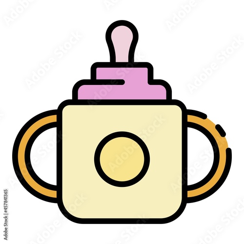 Sippy cup icon. Outline sippy cup vector icon color flat isolated