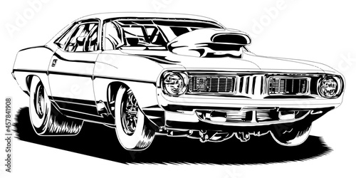 Racing car isolated on white background. abstract silhouette. line art. vector illustration.