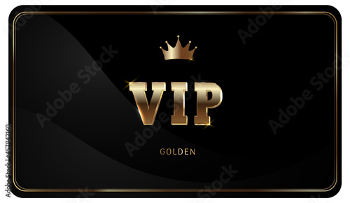 Premium VIP card with gold lettering and shining edges. Crown of gold. Vector illustration.