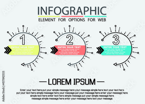 Infographic of three simple style options in multicolor