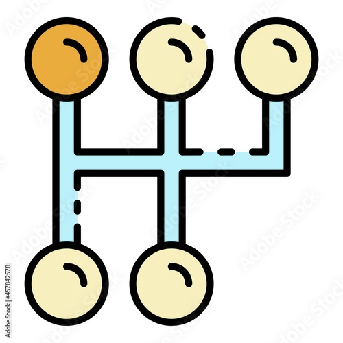 Car manual transmission icon. Outline car manual transmission vector icon color flat isolated