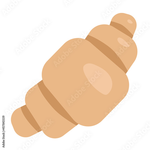 Tasty croissant, food for breakfast. Cute illustration in cartoon flat style. Sweet snack. Fresh bakery, coffee shop concept. Print for recipe, menu, supermarket, cards, design and decor