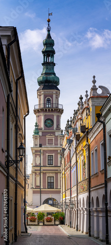 Ormianska Street and the Town Hall in the Old Town of historic Zamosc