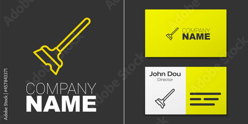 Logotype line Mop icon isolated on grey background. Cleaning service concept. Logo design template element. Vector