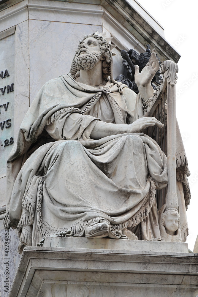 Piazza Mignanelli King David Statue in Rome, Italy