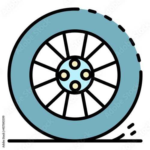 Car wheel icon. Outline car wheel vector icon color flat isolated