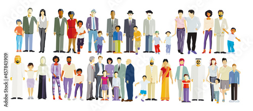 Große Gruppe von verschiedenen Familien, Isoliert - illustration