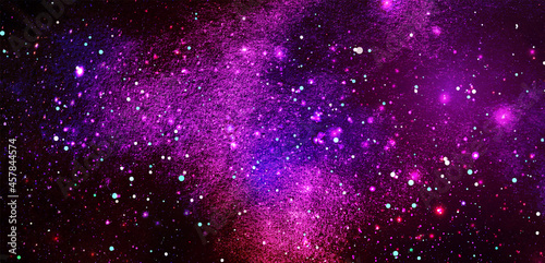 Vector cosmic illustration. Beautiful colorful space background. Watercolor Cosmos