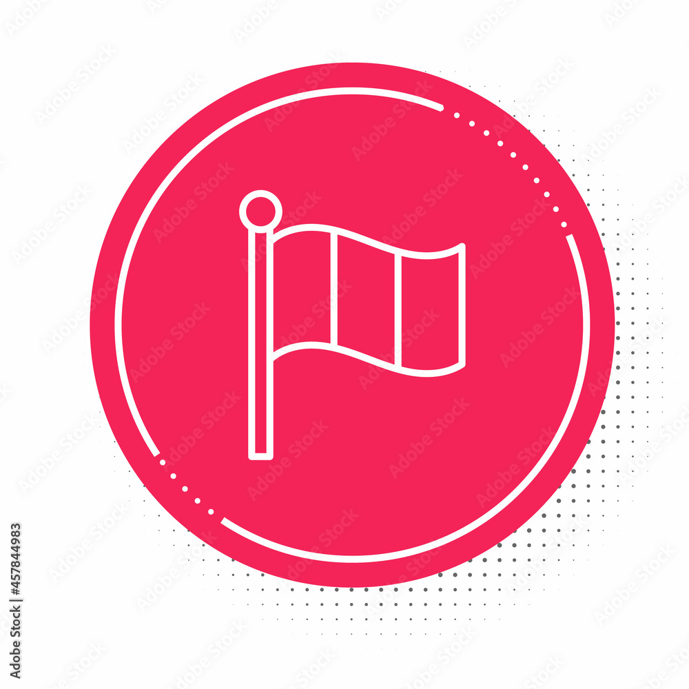 White line Flag Italy icon isolated on white background. Red circle button. Vector White line Flag Italy icon isolated on white background. Red circle button. Vector