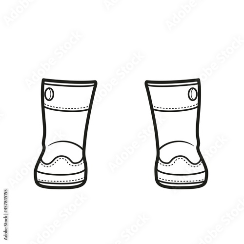 Insulated kids winter knee-high boots outline for coloring on a white background