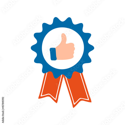 Recommended with thumbs up. Premium quality, award, success, winner icon.