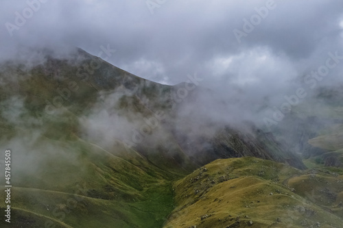 Jili Su Plateau in Kabardino Balkaria Republic among Caucasus Mountains, Russia on Rainy Day