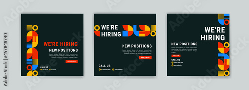 We're hiring. Job offer leaflet template. Job vacancy flyer poster template design.