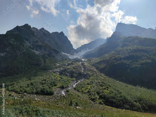 Summer mountain valley canyon panorama photo