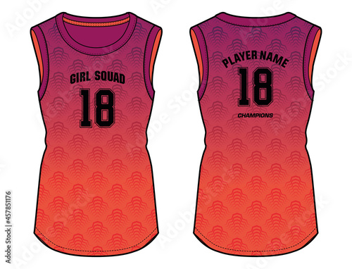 Women Sleeveless Tank top Sports t-shirt Jersey design concept Illustration suitable for girls and Ladies for Volleyball jersey, Soccer, netball, Football, badminton, tennis, Round neck sports uniform