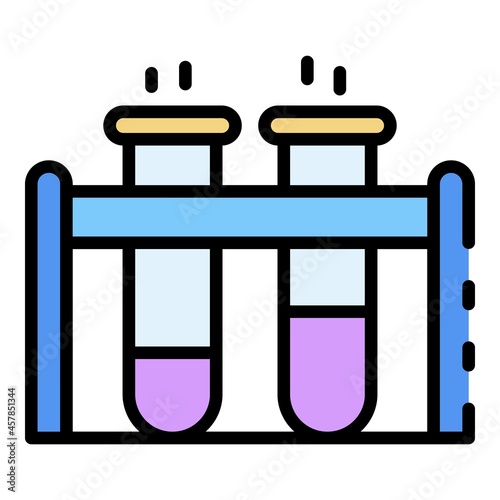 Test tube stand icon. Outline test tube stand vector icon color flat isolated