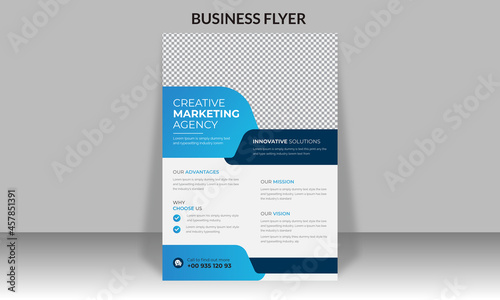 Corporate business flyer design and digital marketing agency brochure cover template with photo Free Vector