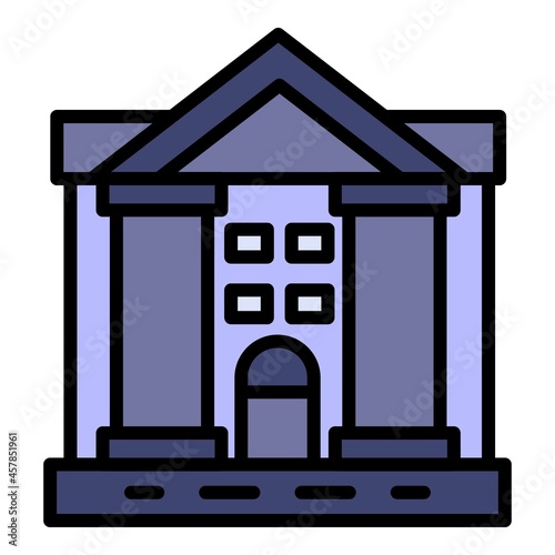 Justice courthouse icon. Outline justice courthouse vector icon color flat isolated