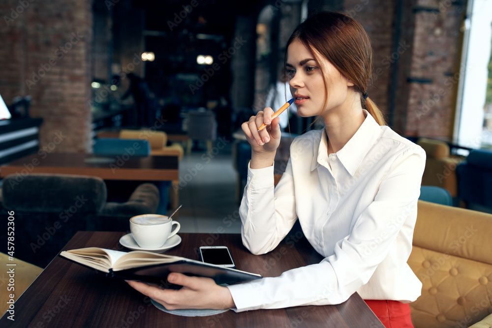 Business woman in cafe vacation breakfast lifestyle Business woman in cafe vacation breakfast lifestyle