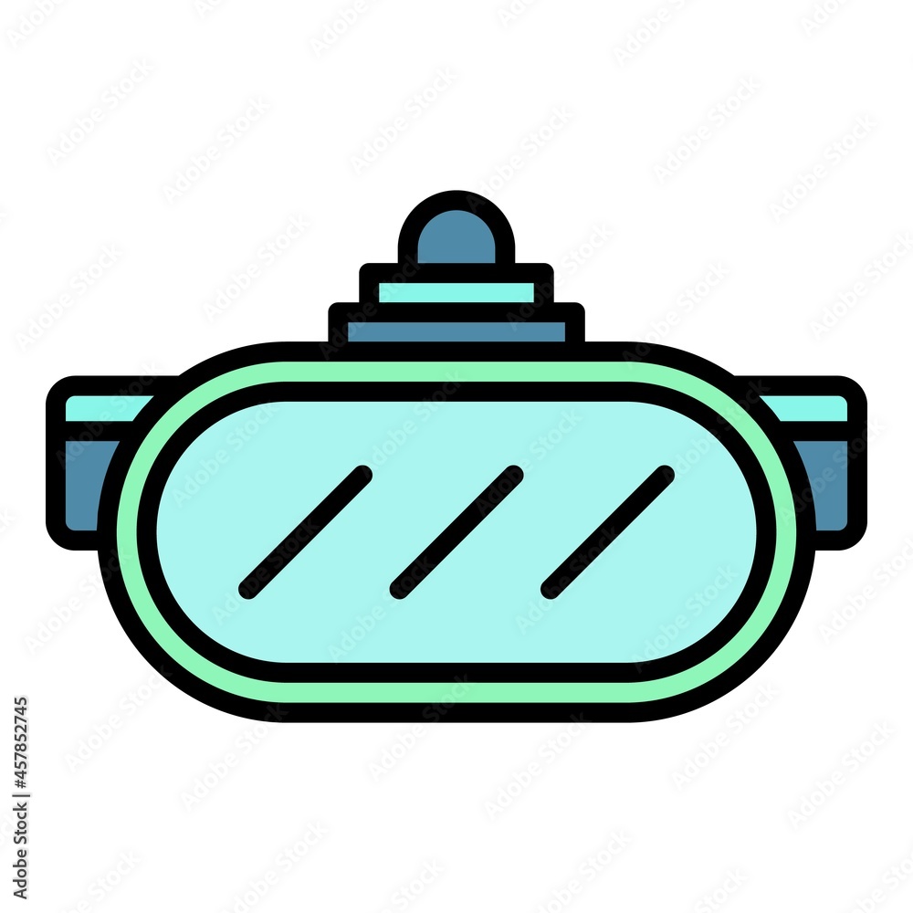 Vr simulation helmet icon. Outline vr simulation helmet vector icon color flat isolated Vr simulation helmet icon. Outline vr simulation helmet vector icon color flat isolated