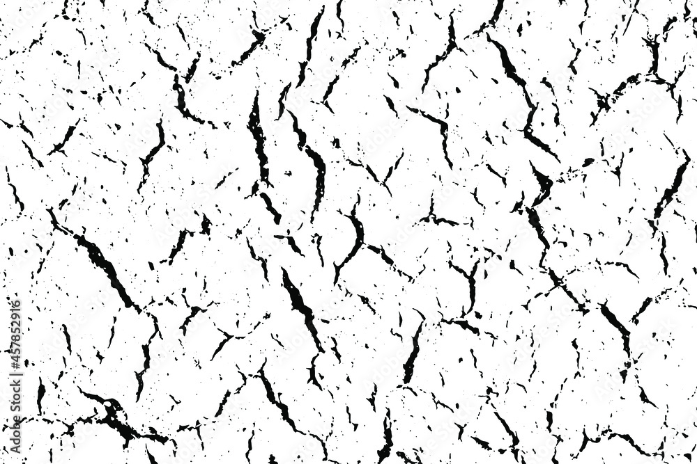 Grunge vector texture. Abstract cracked background. Aged and weathered broken surface. Dirty and damaged. Detailed rough backdrop. Vector graphic illustration.